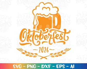 Oktoberfest Oktoberfest Bier Emblem Design Logo Zitat Druck Eisen auf Aufkleber SVG Schnittdateien Cricut Silhouette Digital Vektor Dxf Png Sublimation