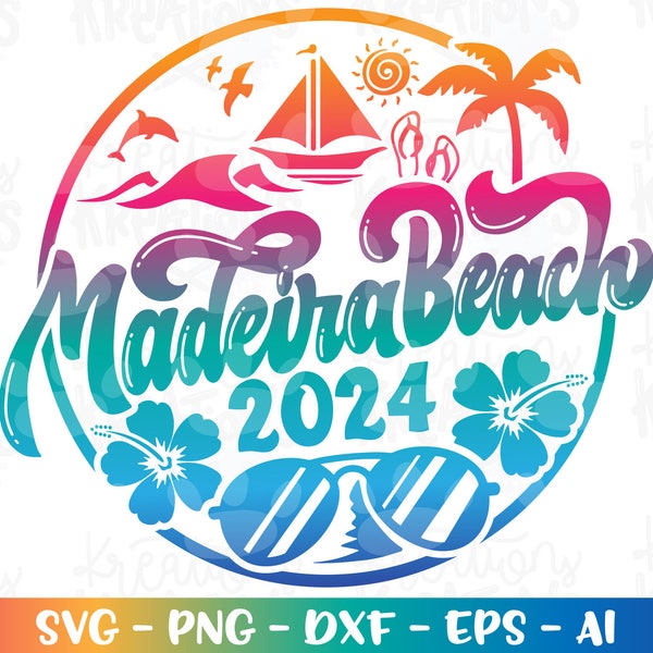 Madeira Beach svg Summer Beach vacation 2024 Florida spring break print iron on color cut file silhouette cricut cameo download vector png