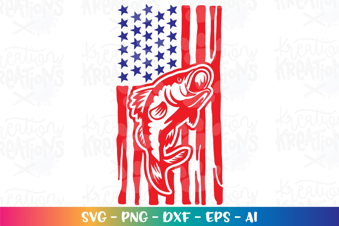 Download Bass Fishing American Flag SVG Father's day 4th of july | Etsy