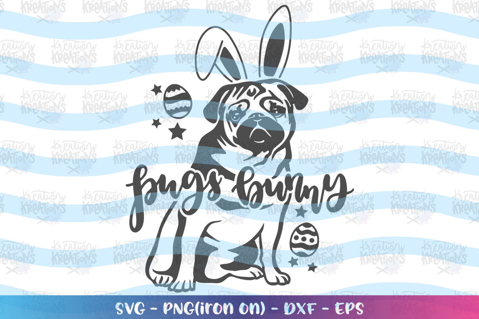 Pugs Bunny Svg Pug SVG Happy Easter Bunny Ears Svg Print Decal Etsy