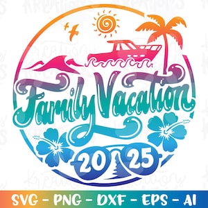 Familie Urlaub Boot svg Sommer Strand Urlaub Boot Frühling Druck Aufbügler Farbschnittdatei Silhouette Cricut Cameo Download Vektor png Individuell
