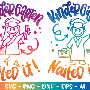 Graduação SVG Jardim de infância PREGOU! svg Menino bonito e menina clipart impressão decalque corte arquivo Cricut Silhouete Download vetor png Sublimação