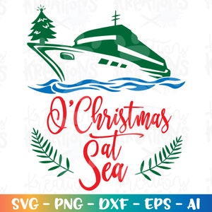 Cruise Ship svg O 'Christmas at Sea svg druckbare Aufkleber Clipart Aufbügeln Schnittdatei Silhouette Cricut Cameo-Sofortdownload Vektor-Svg Png eps