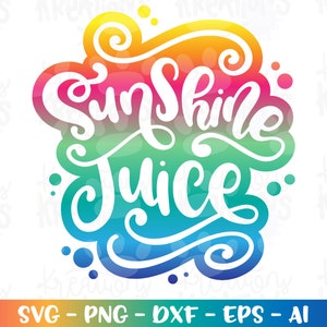 Verano Sunshine Cóctel Jugo svg Fruta Alcohol bebida cita hierro con letras a mano en impresión corte archivo silueta cricut estudio instantáneo png dxf