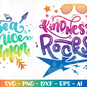 Kindness Rocks SVG Be a nice Human SVG Kindness quote sayings print iron on cut file Cricut Download vector SVG png Sublimation image 1