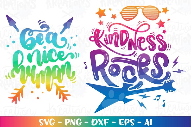 Kindness Rocks SVG Be a nice Human SVG Kindness quote sayings print iron on cut file Cricut Download vector SVG png Sublimation image 1
