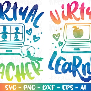 Virtual Teacher Svg Virtual Learner SVG back to school ZOOM conference learning Education Essential print iron on cut file Cricut Download