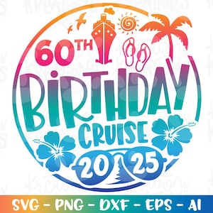 Bateau de croisière svg 60e anniversaire croisière emblème cruisin' chemise impression sticker svg coupe fichier silhouette cricut camée téléchargement immédiat vecteur png