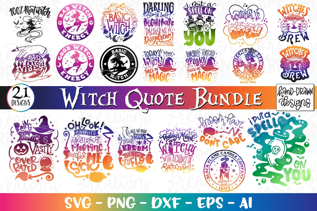 Halloween Bundle Svg Witch Quote Sayings Funny Hocus Pocus 21 Designs ...