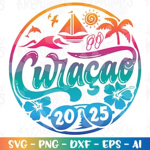 Curaçao svg zomer strand embleem Trinidad Amerika Caribbean print sticker opstrijkbare gesneden bestand silhouette cricut cameo download vector png