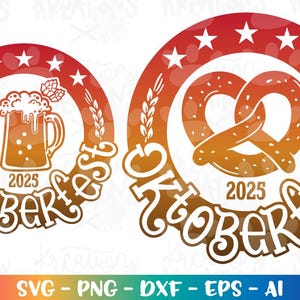 Oktoberfest Brezel SVG Oktoberfest Emblem Kinder Logo Druck Eisen auf Abziehbild svg Cut Files Cricut Silhouette Download Sublimation PNG