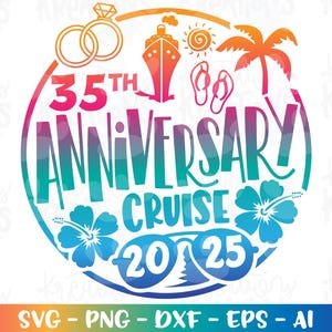 Cruiseschip svg 35e verjaardag cruise embleem cruisin' shirt print svg sticker gesneden bestand silhouet cricut download vector png sublimatie