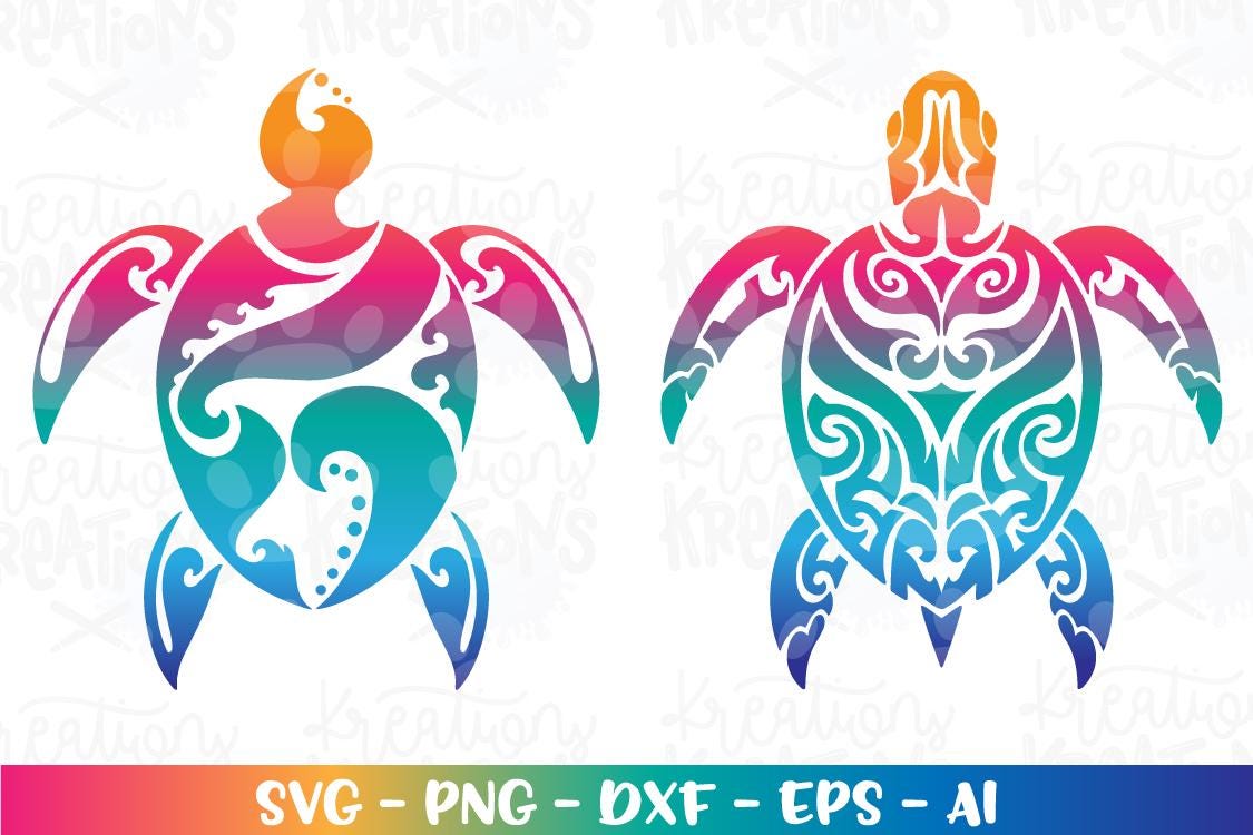 EW Designs Tribal Turtle Bumper Sticker - Pink & Blue Ombre Vinyl Decal, 4 Inches Tall - View #6