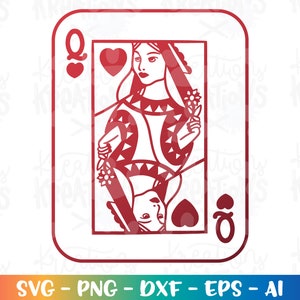 Hartenkoningin SVG Valentijnsdag schattig kaartspel schattig girly retro kinderen kleurenafdruk opstrijkbaar gesneden bestand Cricut Silhouette Cameo downloaden