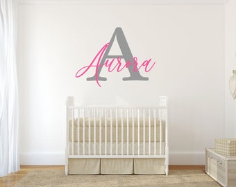 Nursery Decor, Bedroom Wall Art, Door, Toy Box, Initial & Name, Monogram Personalised Name Decal