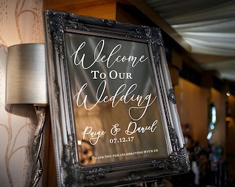 Welcome To Our Wedding Personalised Sign. Vinyl Lettering/Stickers for your mirror, blackboard or wooden board