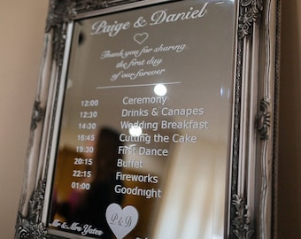 Wedding Timeline Order of the Day Personalised Decal Vinyl Lettering / Stickers