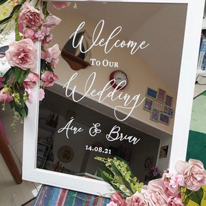 personalised welcome to our wedding sign decal stickers for welcome to the wedding sign stickers for mirror, blackboard, wooden board or any flat surface.
