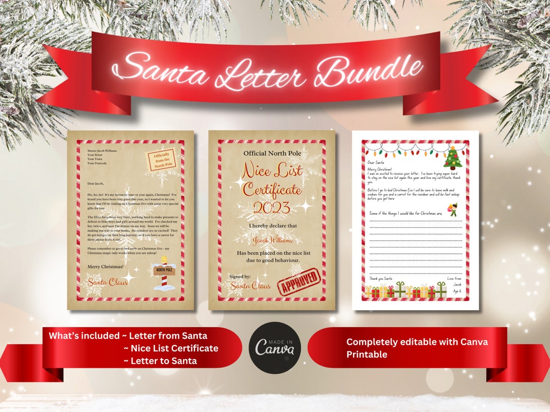 Santa Letter Templates Letter From Santa Letter to Santa and - Etsy UK