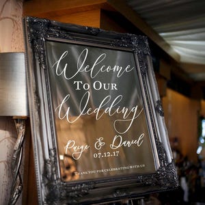 personalised welcome to our wedding sign decal stickers for mirror, blackboard, wooden board or any flat surface. welcome to the wedding signs