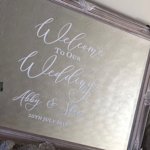 personalised welcome to our wedding sign decal stickers for welcome to the wedding sign stickers for mirror, blackboard, wooden board or any flat surface.