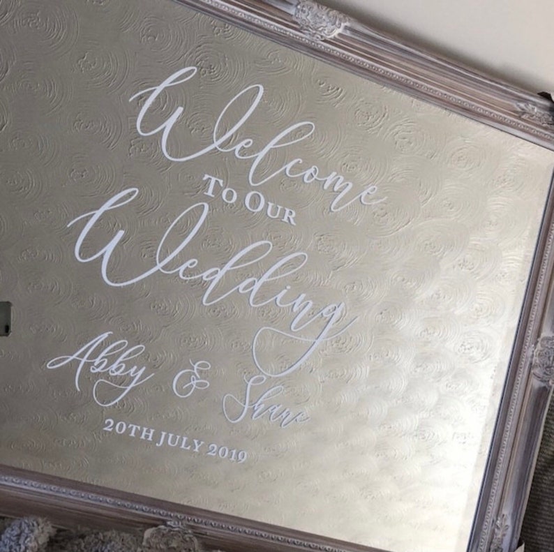personalised welcome to our wedding sign decal stickers for welcome to the wedding sign stickers for mirror, blackboard, wooden board or any flat surface.
