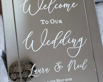 Wedding Welcome Sign, Personalised Decal Vinyl Lettering / Stickers for mirror, board or blackboard