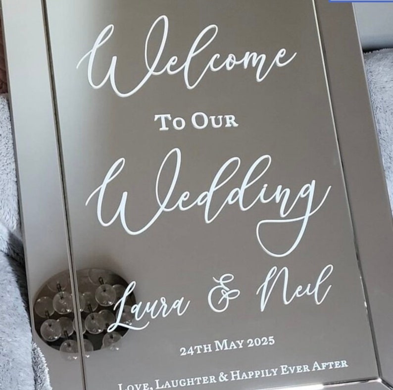 Custom Wedding Welcome Sign Decal Stickers – Personalised Vinyl Stickers for Wedding Signs, Elegant Entrance Decor stickers for mirror, blackboard, wooden board or any flat surface.
