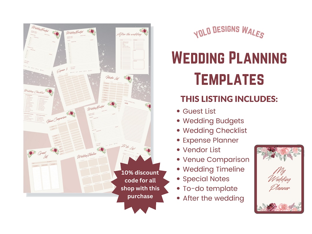 Wedding Planning Templates - Digital Download for You to Print - Etsy