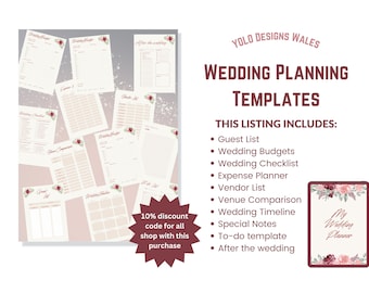 Wedding Planning Templates - Digital Download for you to print