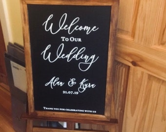 Wedding Sign, Personalised Welcome Decal Vinyl Lettering / Stickers for board or blackboard