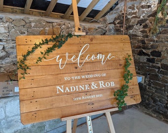 Welcome To The Wedding Sign, Personalised Decal Vinyl Lettering / Stickers