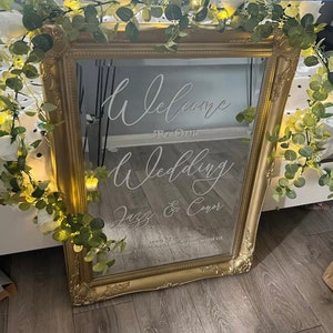 Custom Wedding Welcome Sign Decal Stickers – Personalised Vinyl Stickers for Wedding Signs, Elegant Entrance Decor stickers for mirror, blackboard, wooden board or any flat surface.