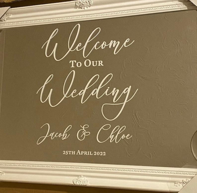 Custom Wedding Welcome Sign Decal Stickers – Personalised Vinyl Stickers for Wedding Signs, Elegant Entrance Decor stickers for mirror, blackboard, wooden board or any flat surface.