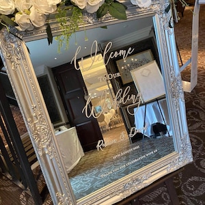 Custom Wedding Welcome Sign Decal Stickers – Personalised Vinyl Stickers for Wedding Signs, Elegant Entrance Decor stickers for mirror, blackboard, wooden board or any flat surface.