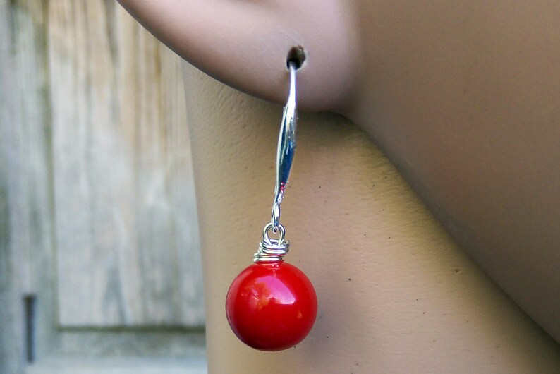Natural red coral earrings Red earrings gift for women Boho earrings. Coral earrings Red coral 925 silver earrings