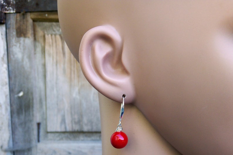 Natural red coral earrings Red earrings gift for women Boho earrings. Coral earrings Red coral 925 silver earrings