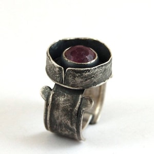Bague en argent rubis, bague en argent oxydé
