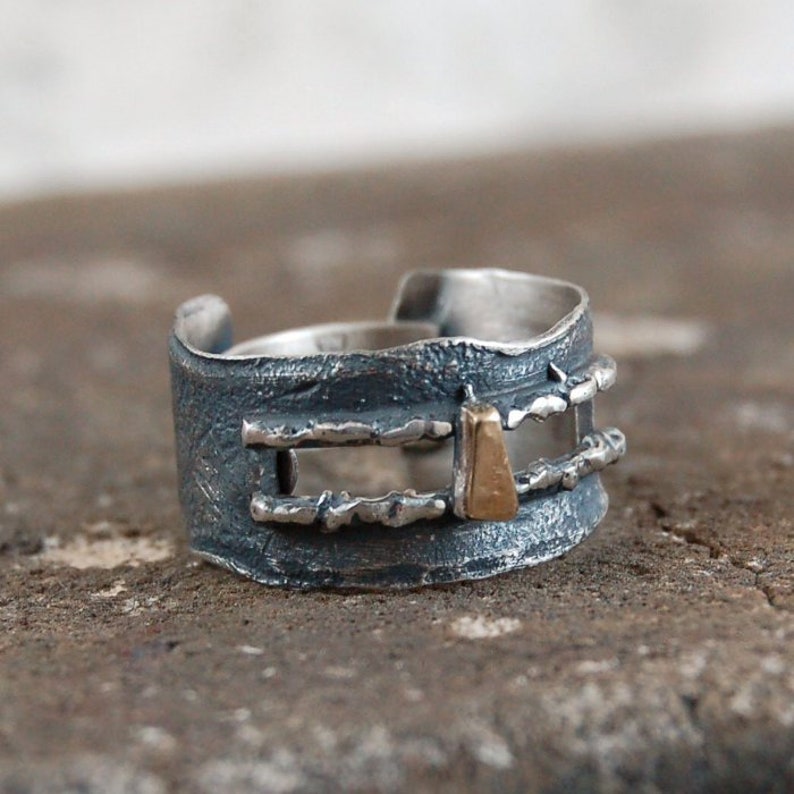 Silver and Gold Mens Ring Silver and Gold Unisex Ring Raw Etsy
