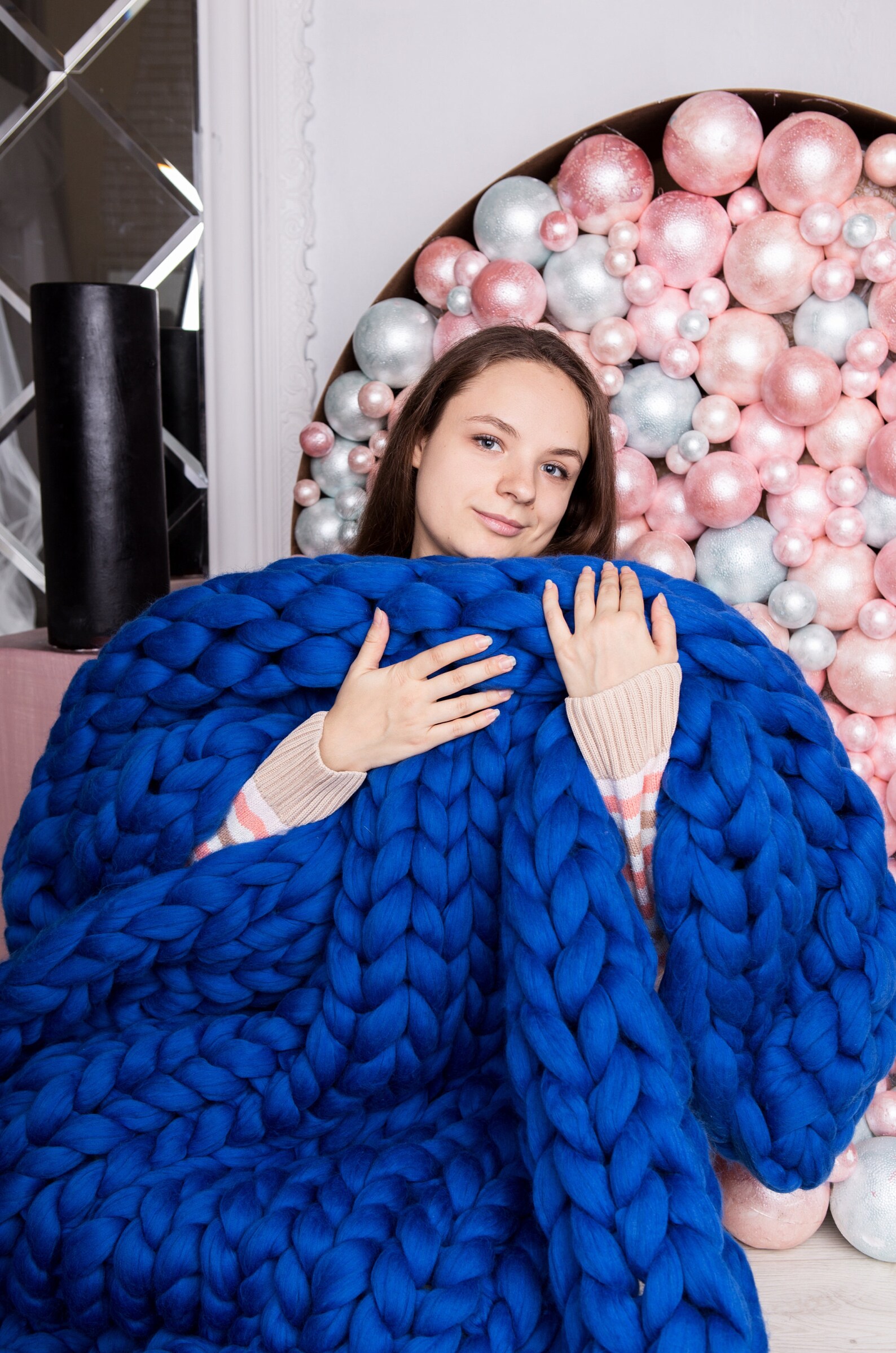 Hand knit large blanket 50x70'' Etsy