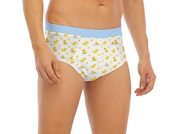 ABDL Briefs: Yellow Duck Print, Blue Trim - Sizes S-5XL