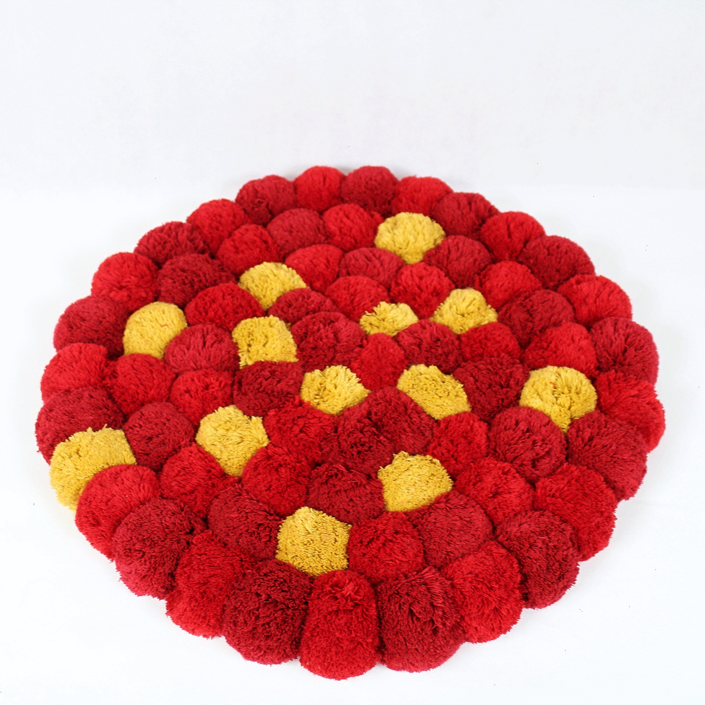 Round pom pom rug with pom pom pillow Soft area rug Fluffy Etsy