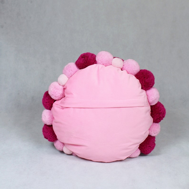 Round Fluffy Pillow Pink Circle Cushion Dorm Room Decorative Etsy