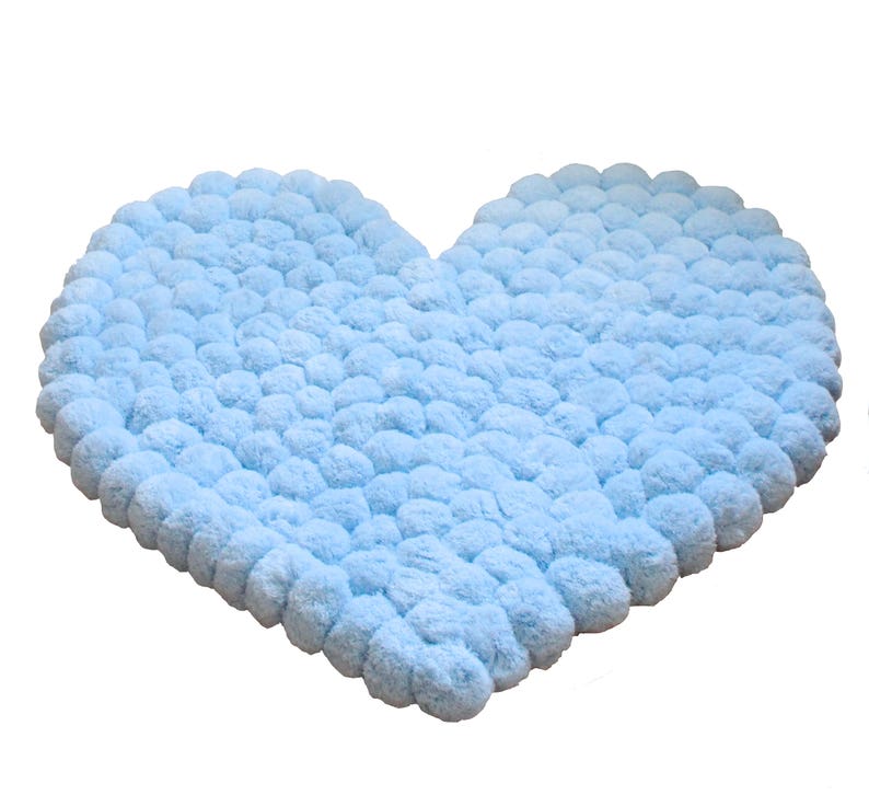 HeartShaped Pom Pom Area Rug Pom Pom Accent Rug Pom Pom Etsy
