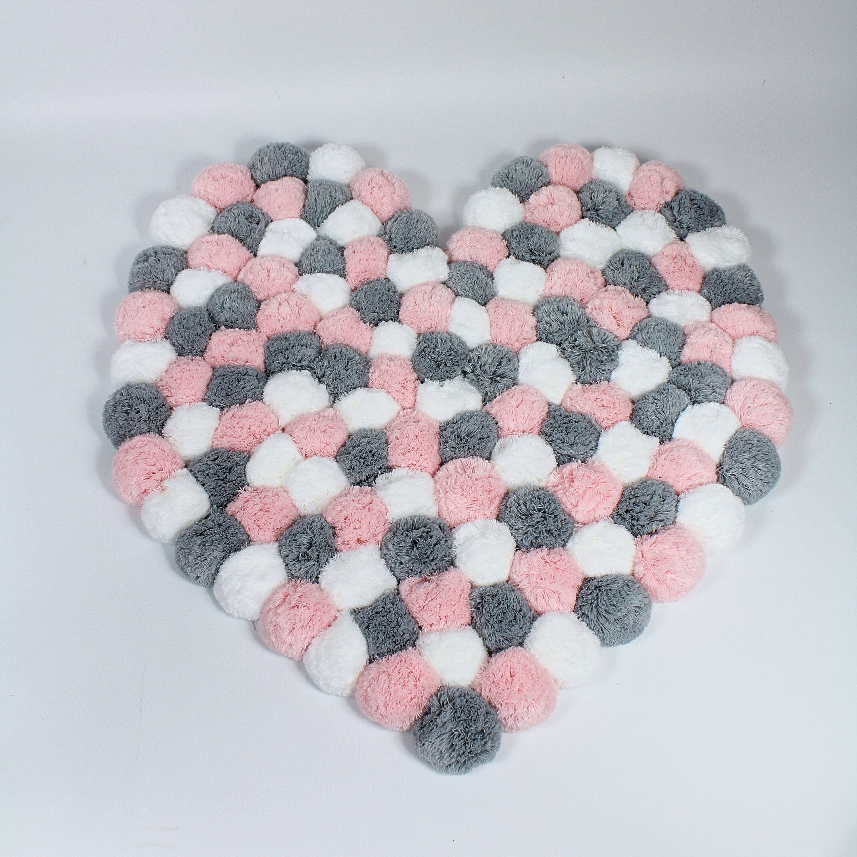 Heart Rug for Nursery Thick Rug for Girl Room Pink Heart Pom Etsy
