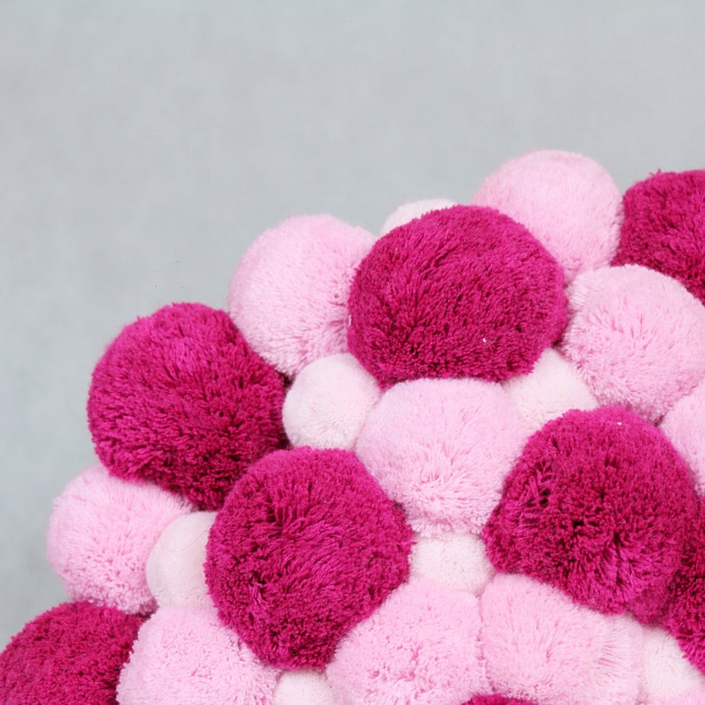 Round Fluffy Pillow Pink Circle Cushion Dorm Room Decorative Etsy