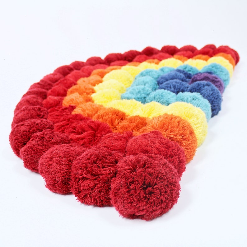 Rainbow Rug for Nursery made of Soft Pom Poms Etsy