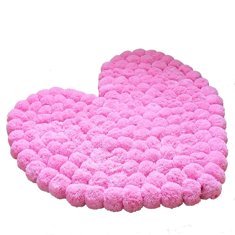 HeartShaped Pom Pom Area Rug Pom Pom Accent Rug Pom Pom Etsy