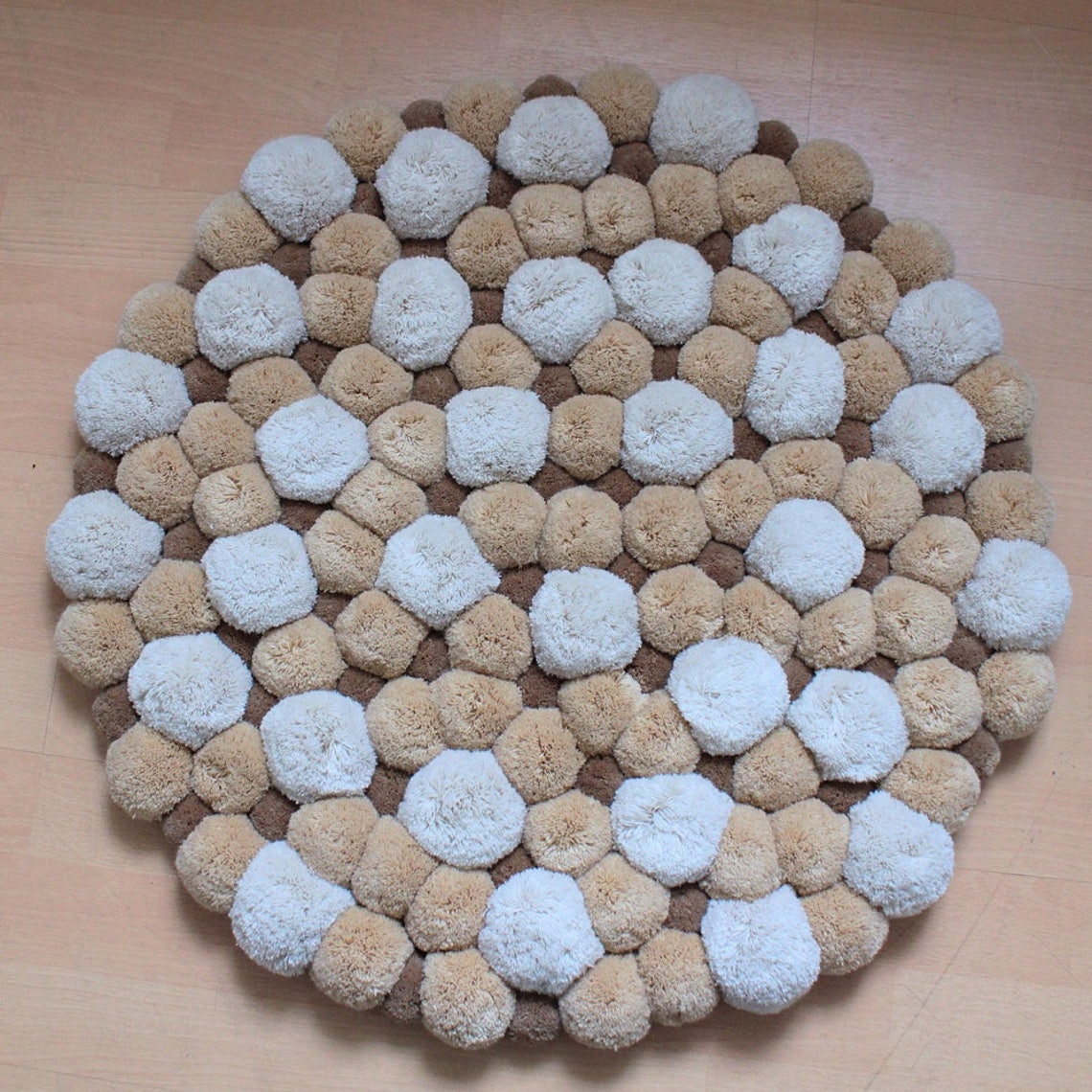 Round Pom Pom Rug Pompom Area Rug Bedroom Rug Bath Rug Etsy