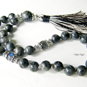 Labradorite & Larvikite Labradorite, Mini Pocket Travel Sized Prayer Beads 27, Yoga, Meditation, Spiritual, Mantra, Japa, Prayer Jewelry